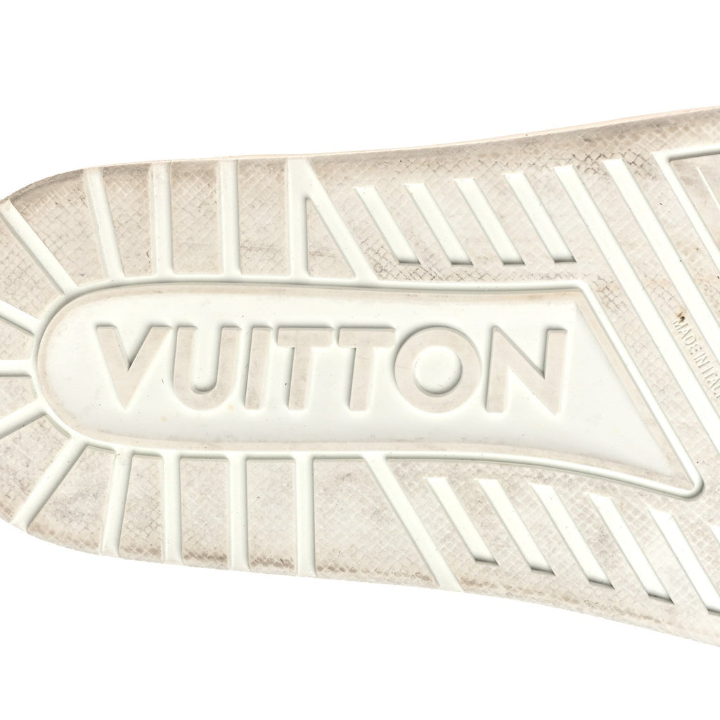 Louis Vuitton Metallic Mix Materials Mens LV Script Trainer Mules 11 Silver Multicolor