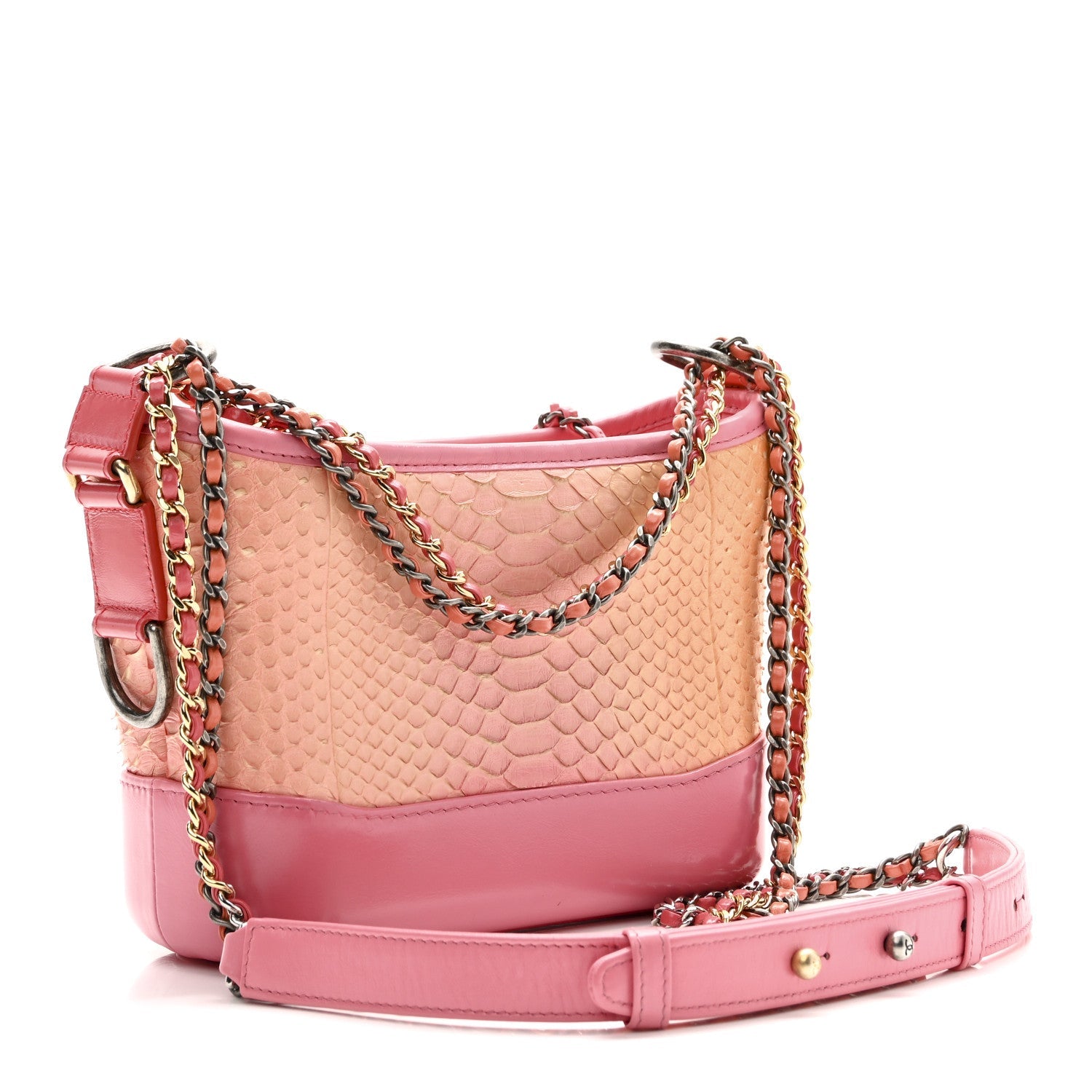 Chanel Snakeskin Small Gabrielle Hobo Pink