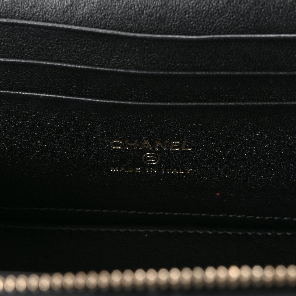 Chanel Lambskin Quilted Small Top Handle Vanity Case With Chain Black