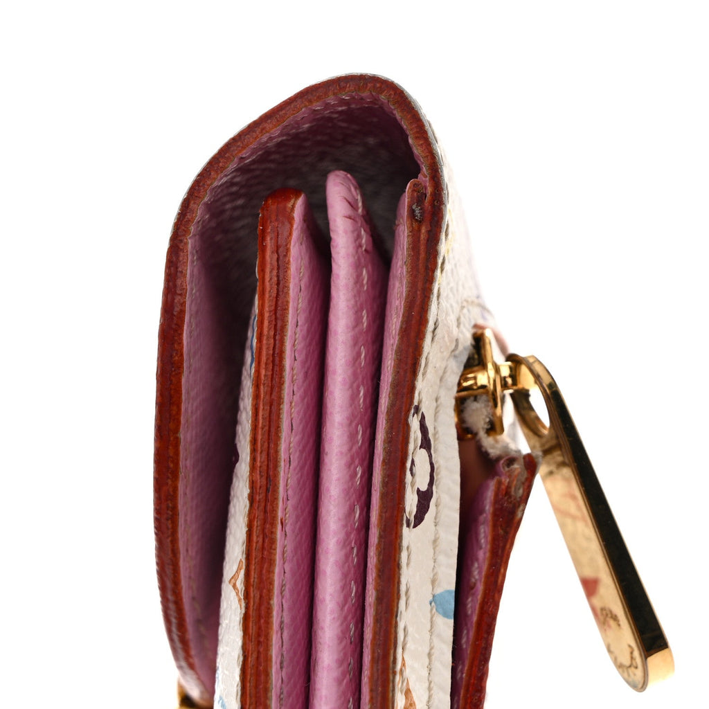 Louis Vuitton Monogram Multicolor Joey Wallet White Litchi