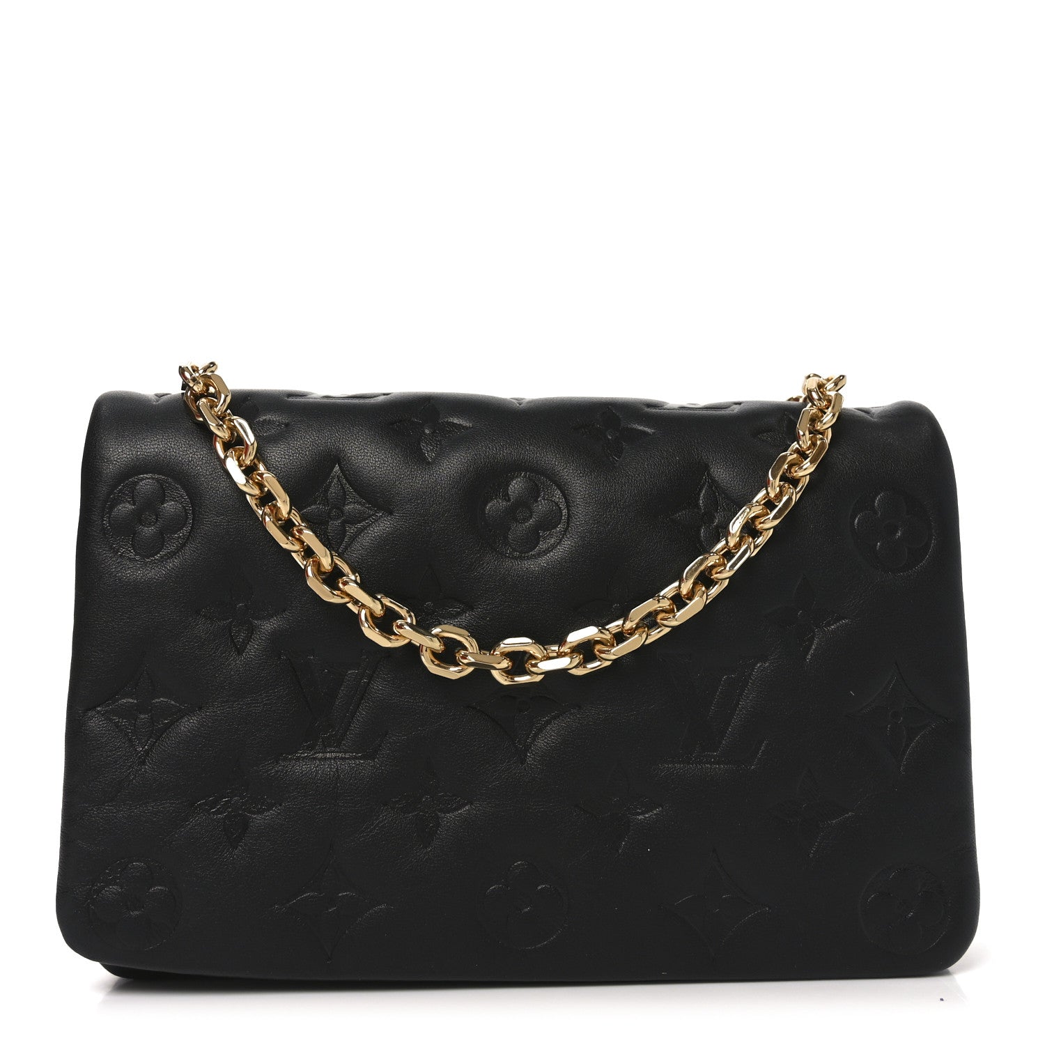 Louis Vuitton Lambskin Embossed Monogram Pochette Coussin Black