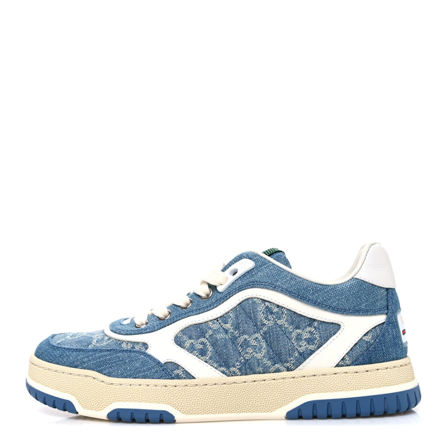 Gucci New Denim Delave GG Monogram Womens Re-Web Sneakers 36 Light Blue Royale