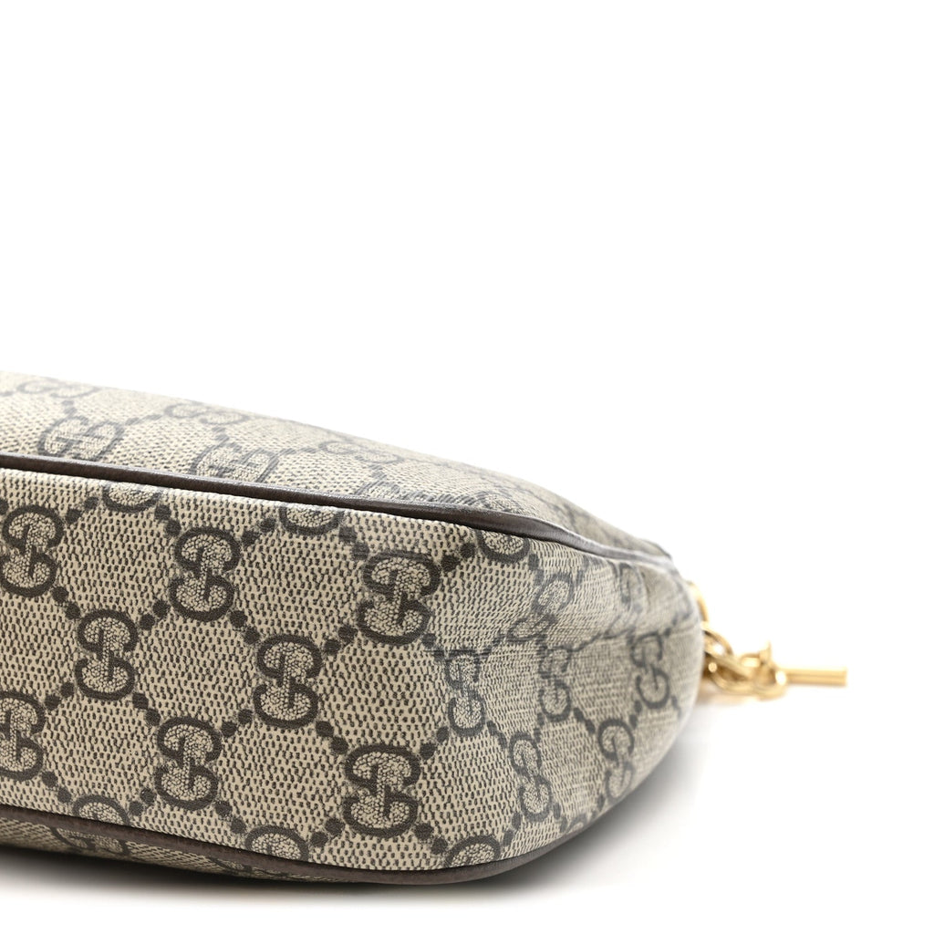 Gucci GG Supreme Monogram Textured Dollar Calfskin Web Small Ophidia GG Handbag Beige Ebony New Acero