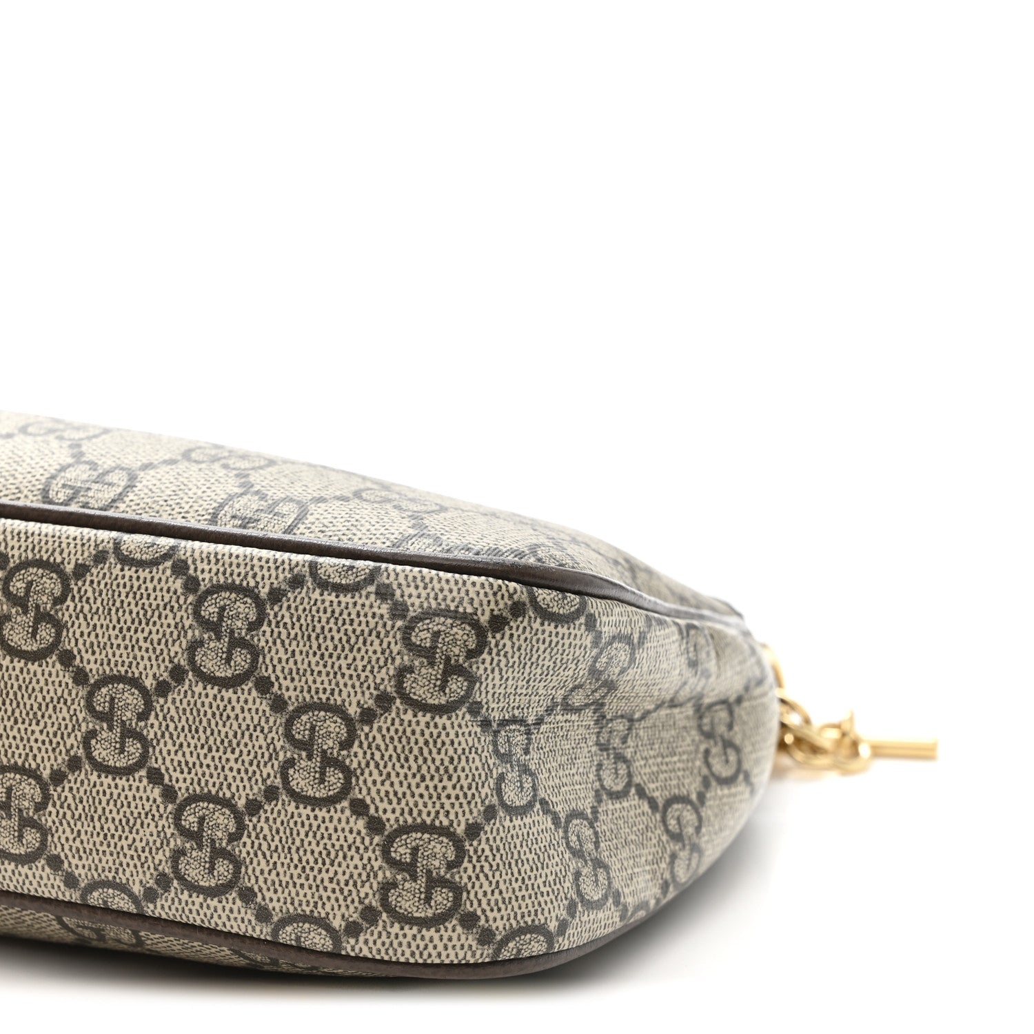 Gucci GG Supreme Monogram Textured Dollar Calfskin Web Small Ophidia GG Handbag Beige Ebony New Acero