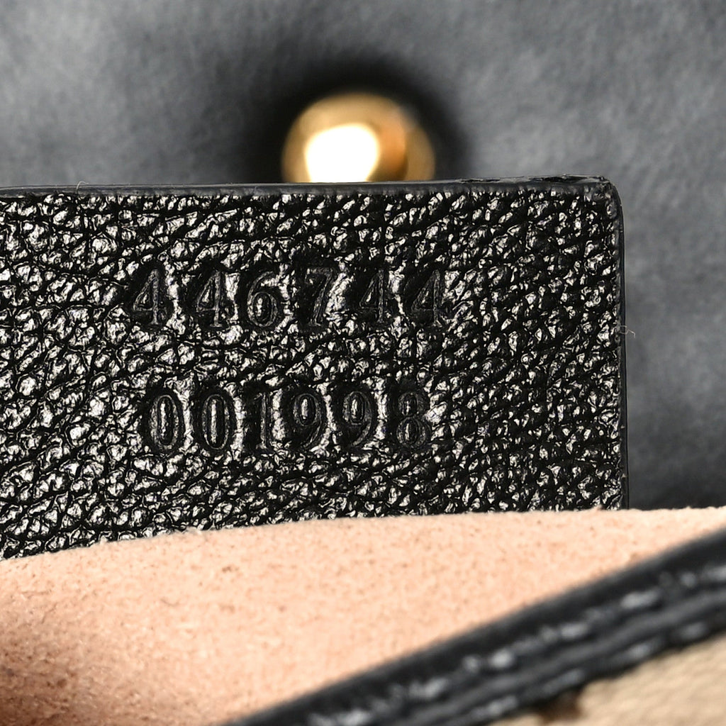 Gucci Monogram Matelasse Diagonal Mini GG Marmont Shoulder Bag Beige Black