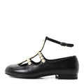 Goatskin Pearl Mary Janes Flats 35 Black