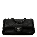Chanel Shearling Quilted Medium Single Flap Black