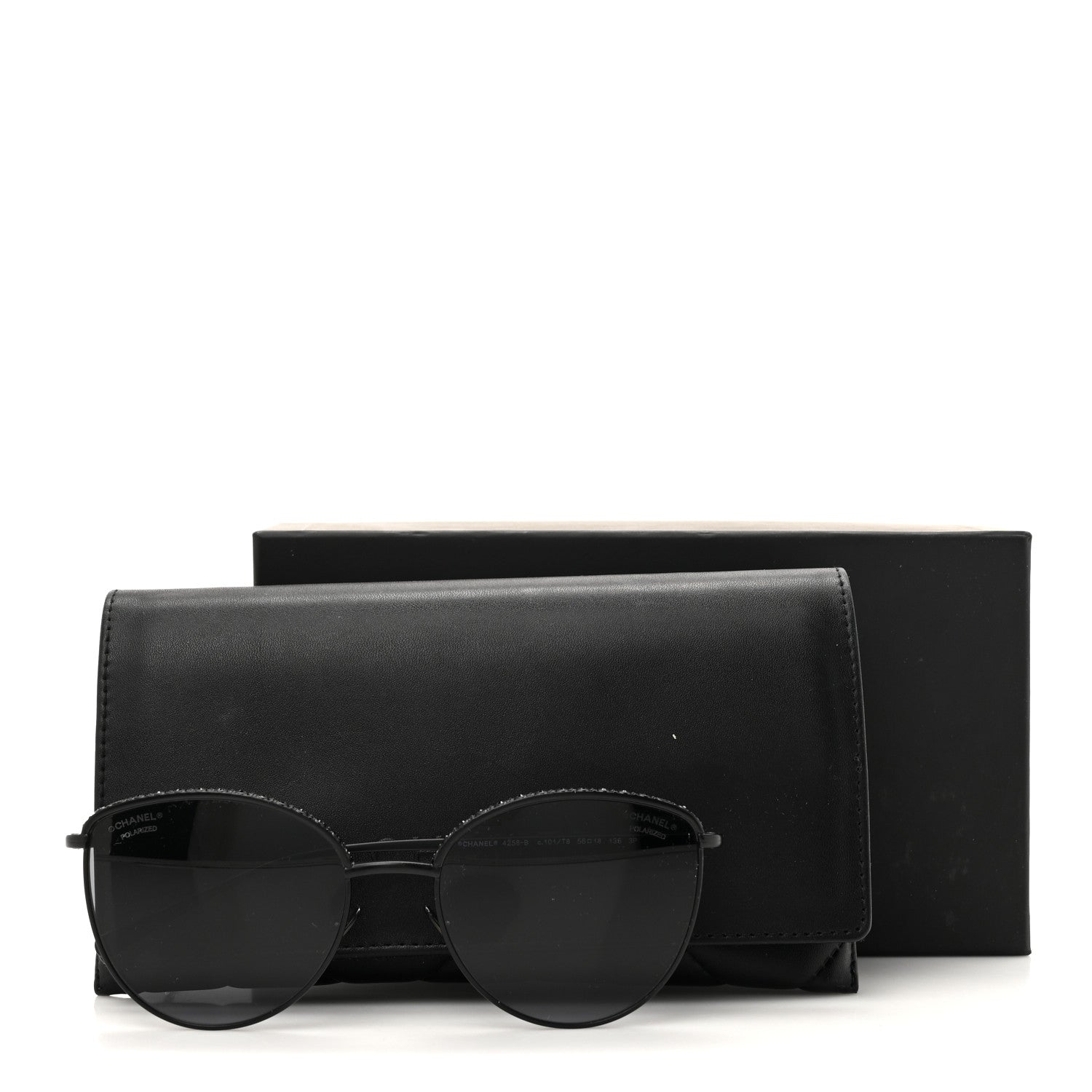 Metal Crystal Polarized Sunglasses 4258-B Black