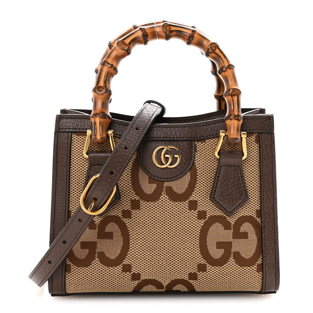 Gucci Monogram Jumbo GG Textured Dollar Calfskin Mini Diana Tote Bag Camel Ebony New Acero Pomegranate Red