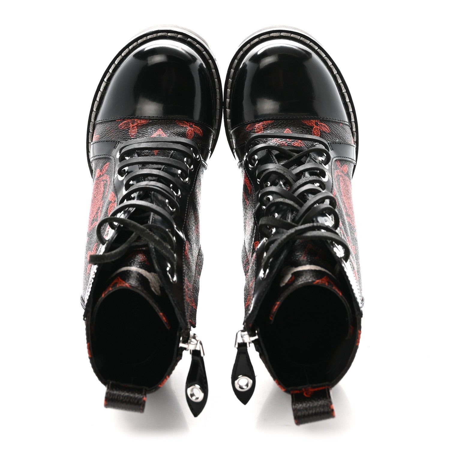Louis Vuitton Patent Calfskin Catogram Star Trail Ankle Boots 36 Black Marron