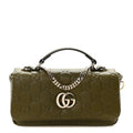 Gucci Lambskin Embossed Mini GG Milano Top Handle Shoulder Bag Green