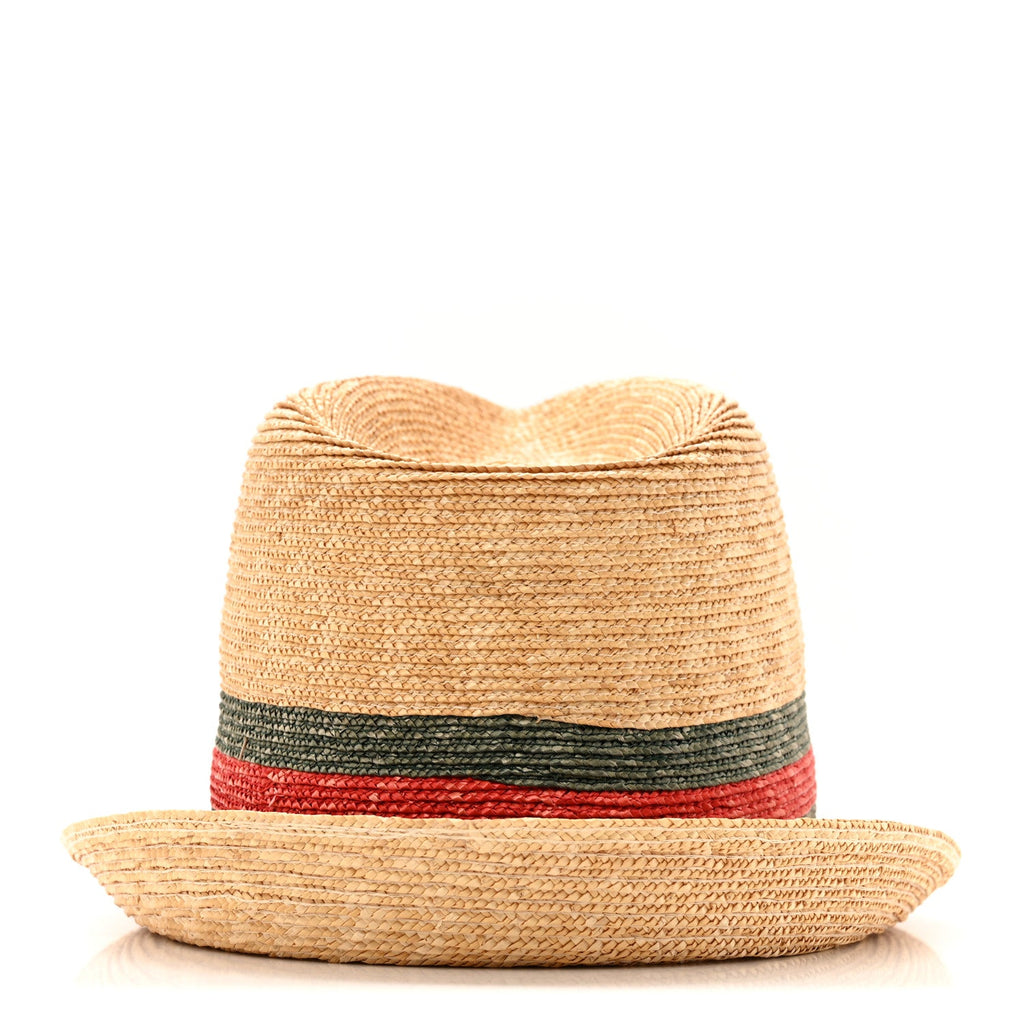 Gucci Abaca Straw Web Fedora Hat S