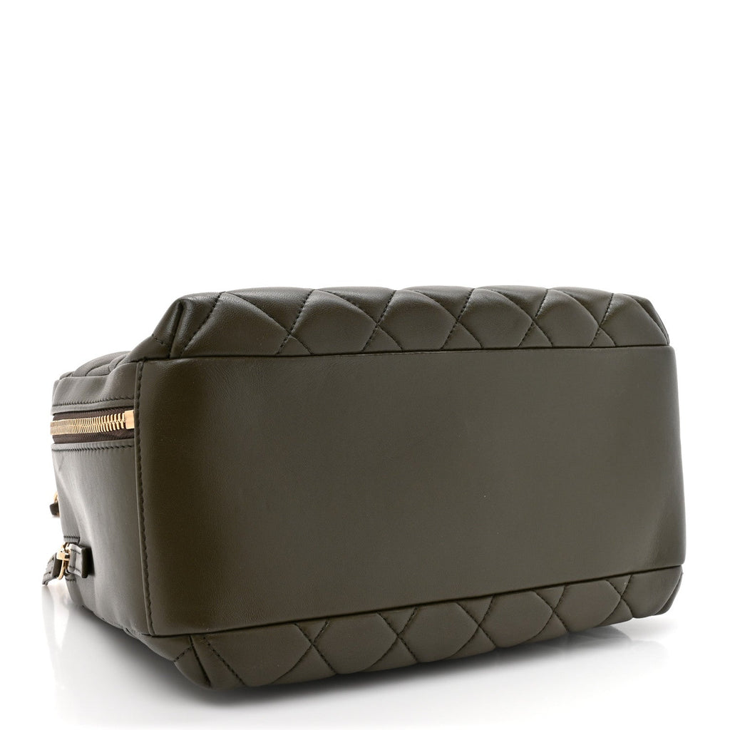 Chanel Lambskin Quilted Medium Trendy CC Bowling Bag Dark Khaki