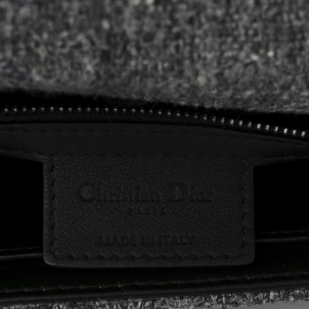 Christian Dior Tweed Macrocannage Medium Caro Bag Black