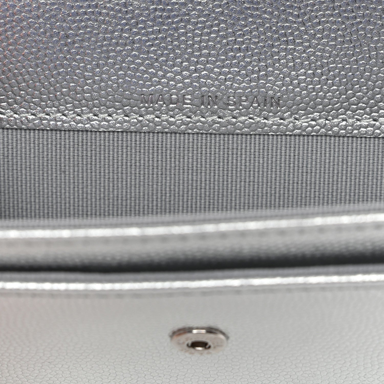 Metallic Caviar Timeless CC Flap Card Holder Silver