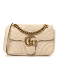 Gucci Calfskin Matelasse Mini GG Marmont Shoulder Bag White
