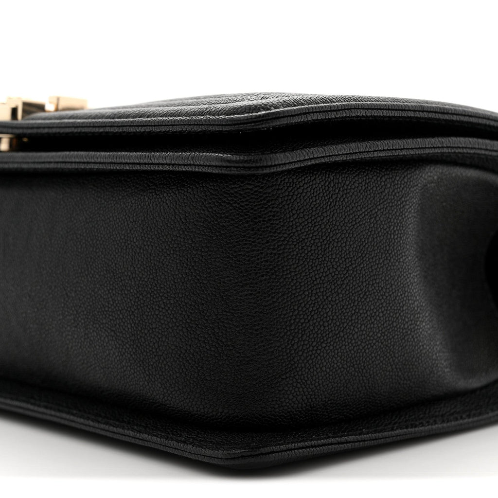 Chanel Caviar Chevron Quilted Medium Boy Flap Black