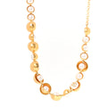 Metal Crystal Pearl CC Choker Necklace Gold Pearly White