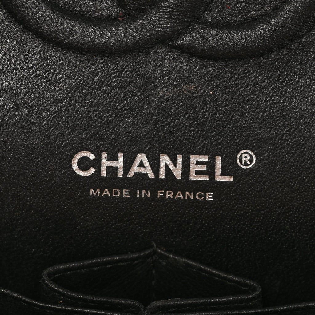 Chanel Shiny Crumpled Calfskin Quilted Medium Double Flap So Black