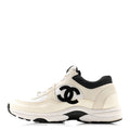 Mesh Suede Calfskin Grained Calfskin Womens CC Sneakers 38 White Black