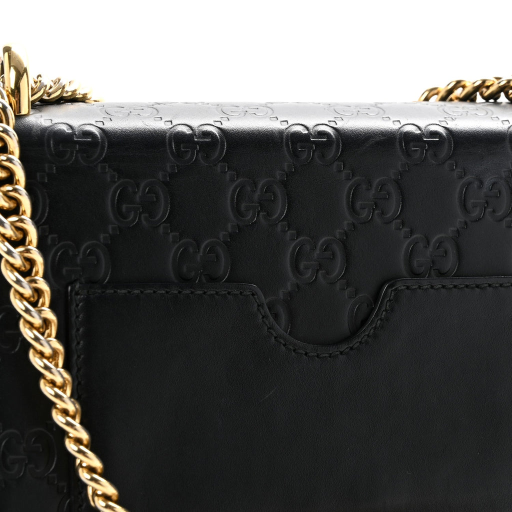 Gucci Guccissima Small Padlock Shoulder Bag Black