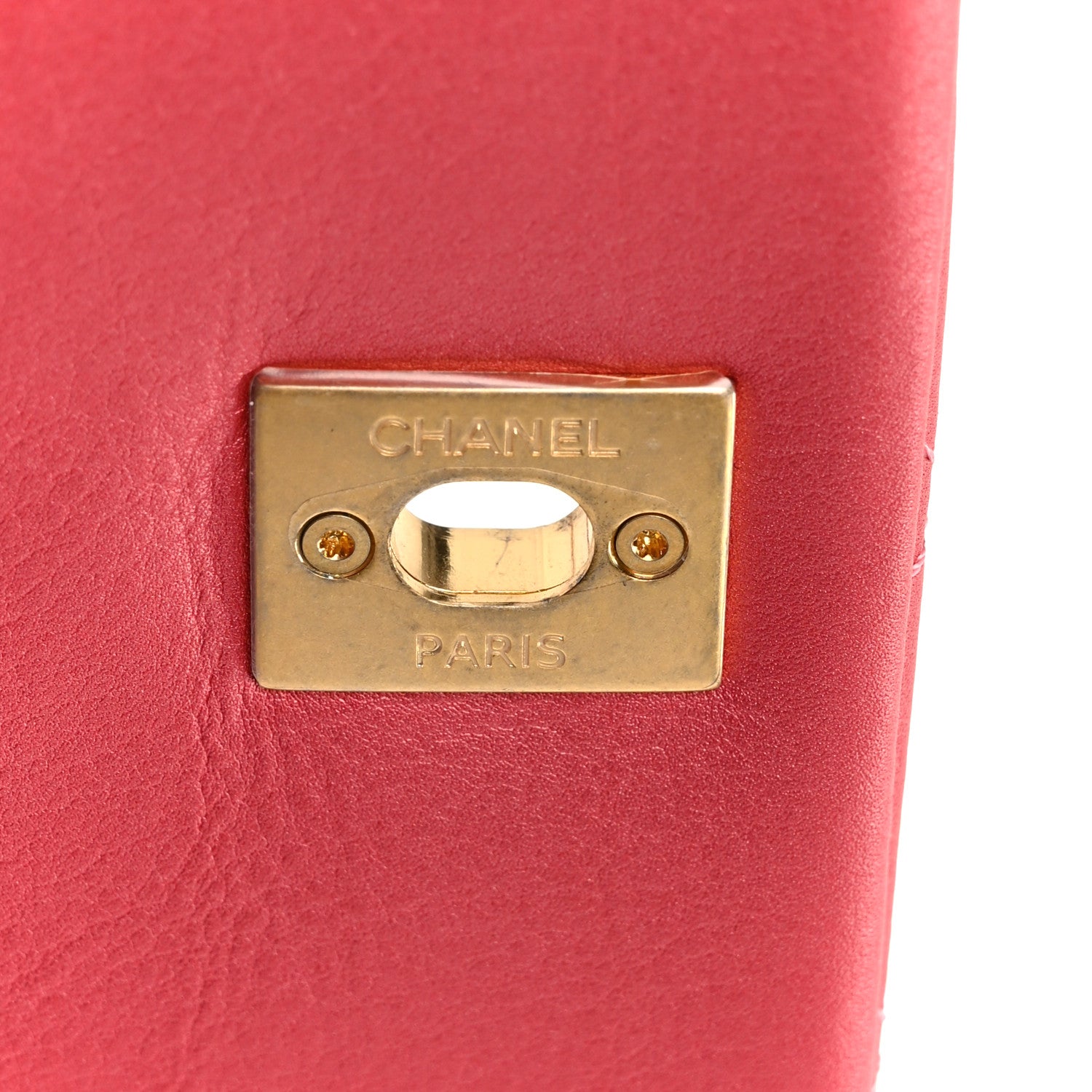 Chanel Metallic Calfskin Quilted Top Handle Flap Dark Pink