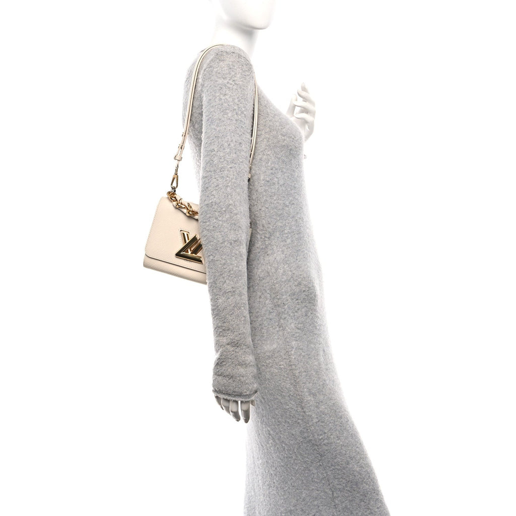 Louis Vuitton Epi Twist Braided Chain Shoulder Bag PM Quartz White