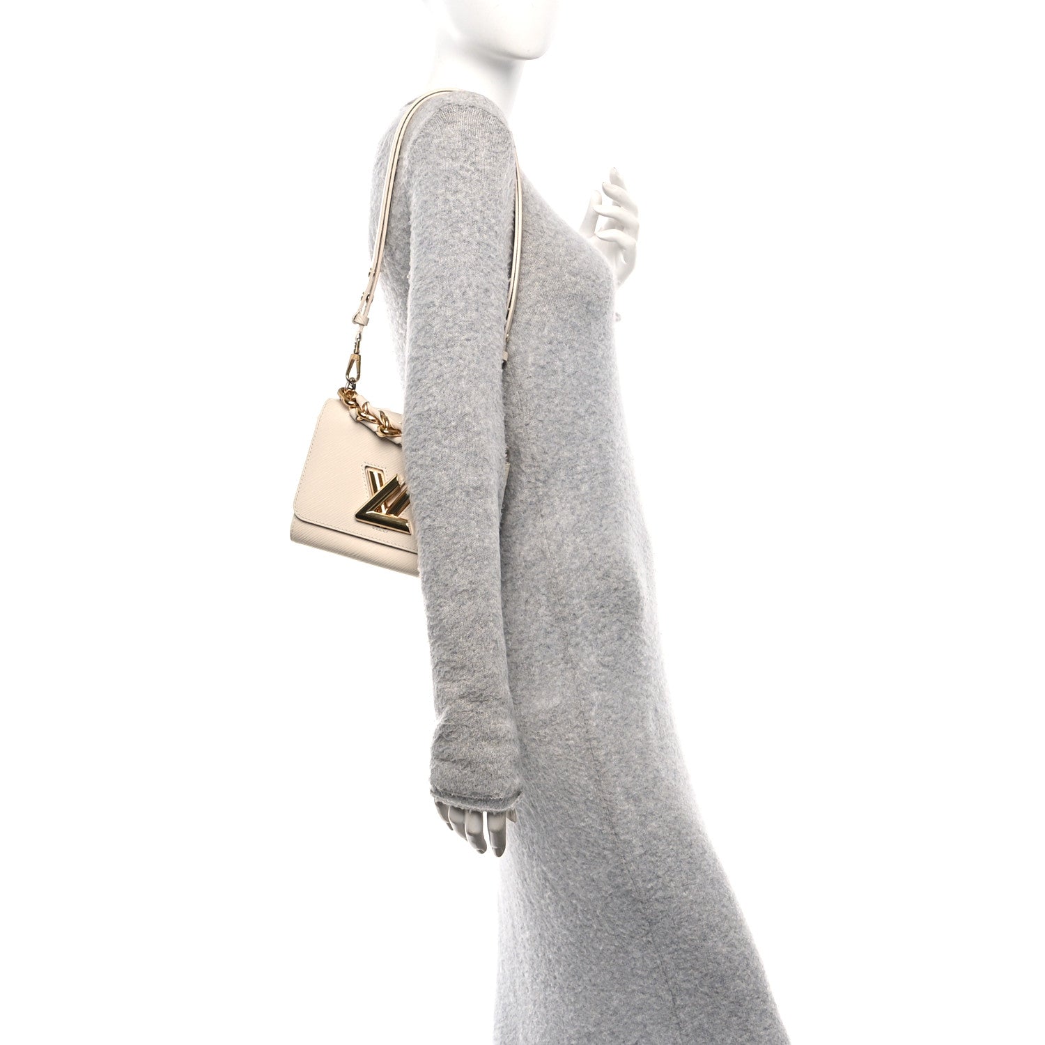 Louis Vuitton Epi Twist Braided Chain Shoulder Bag PM Quartz White