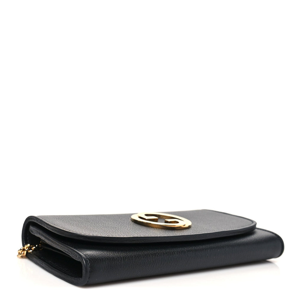 Gucci Roxy Calfskin Blondie Continental Chain Wallet Black
