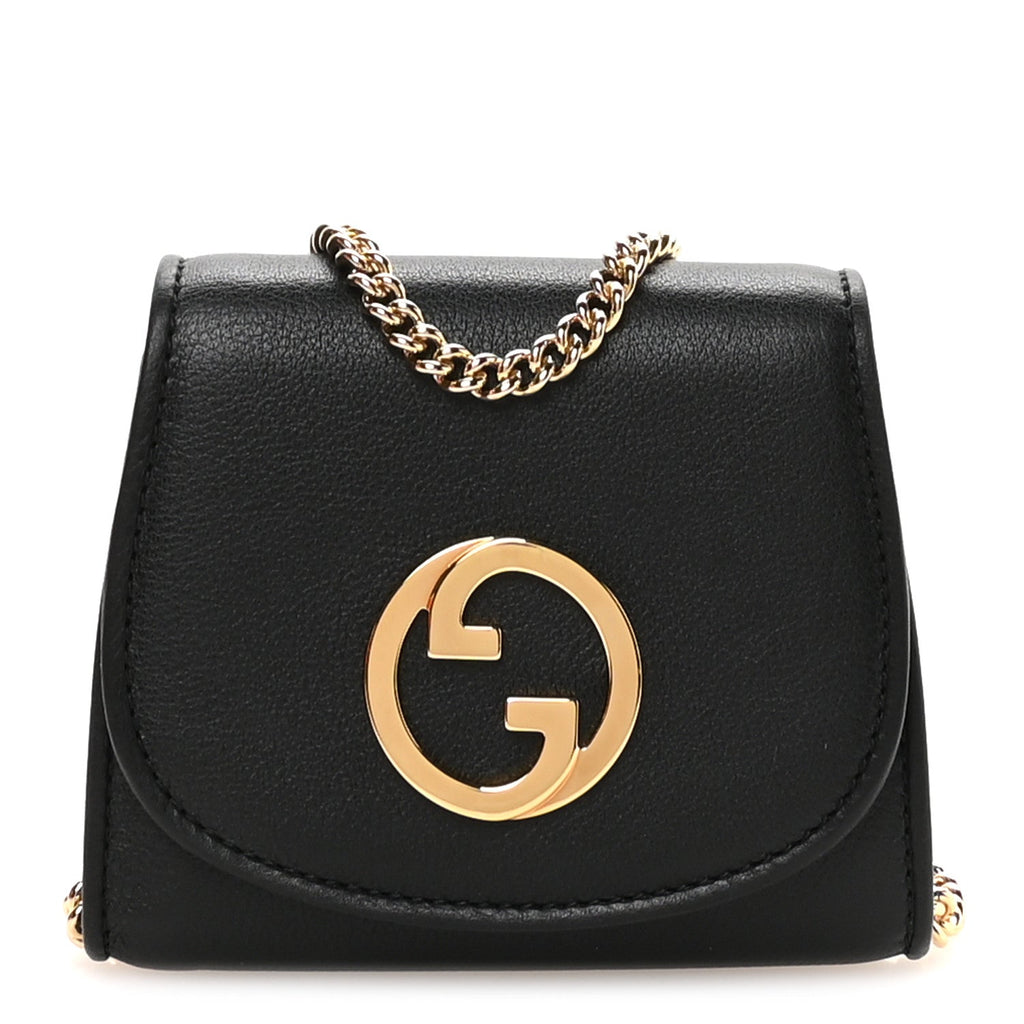 Gucci Roxy Calfskin Medium Blondie Chain Wallet Black