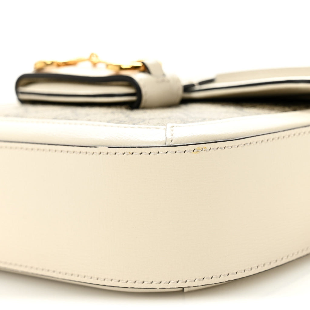Gucci GG Supreme Monogram Web Mini Horsebit 1955 Shoulder Bag Beige Mystic White