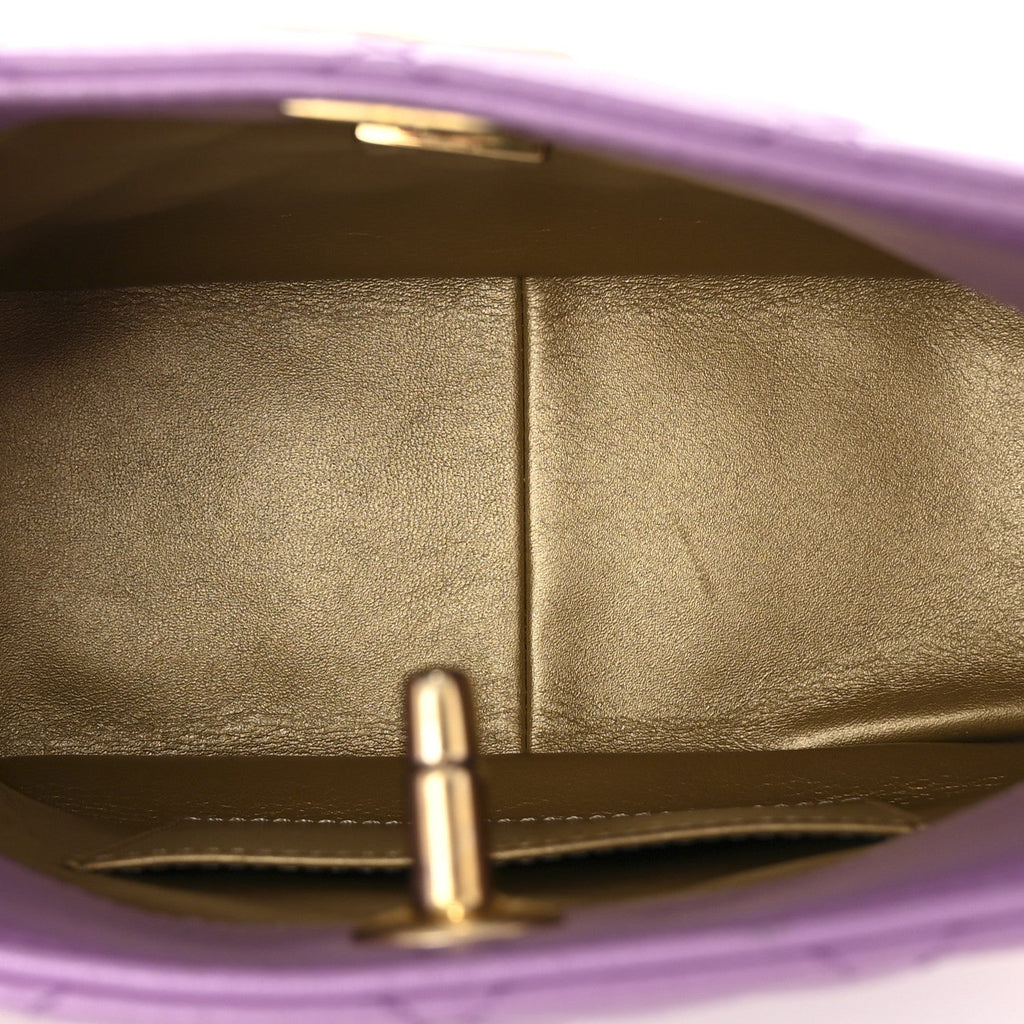 Chanel Lambskin Quilted Small Pearl Crush Hobo Purple