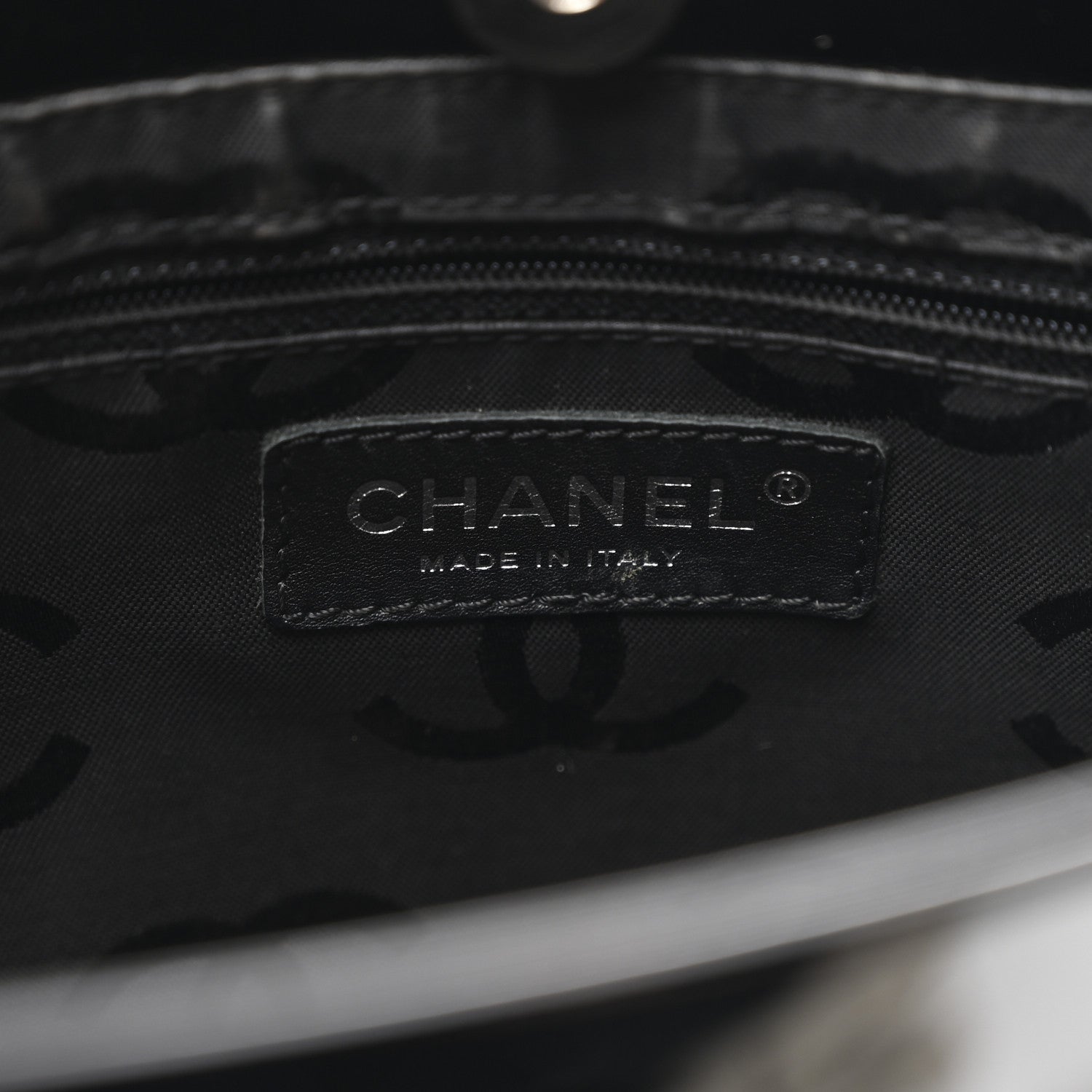 Chanel Patent Pony Hair Small Pocket Tote Black White