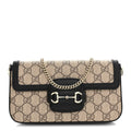 Gucci GG Supreme Monogram Azalea Calfskin Horsebit 1955 Mini Bag Beige Black