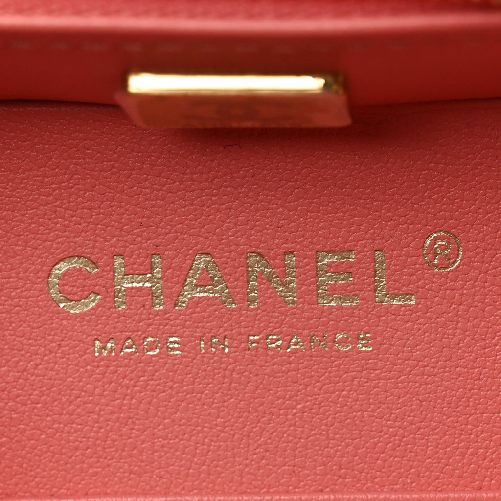 Chanel Lambskin Quilted Top Handle Small Vanity Case Pink