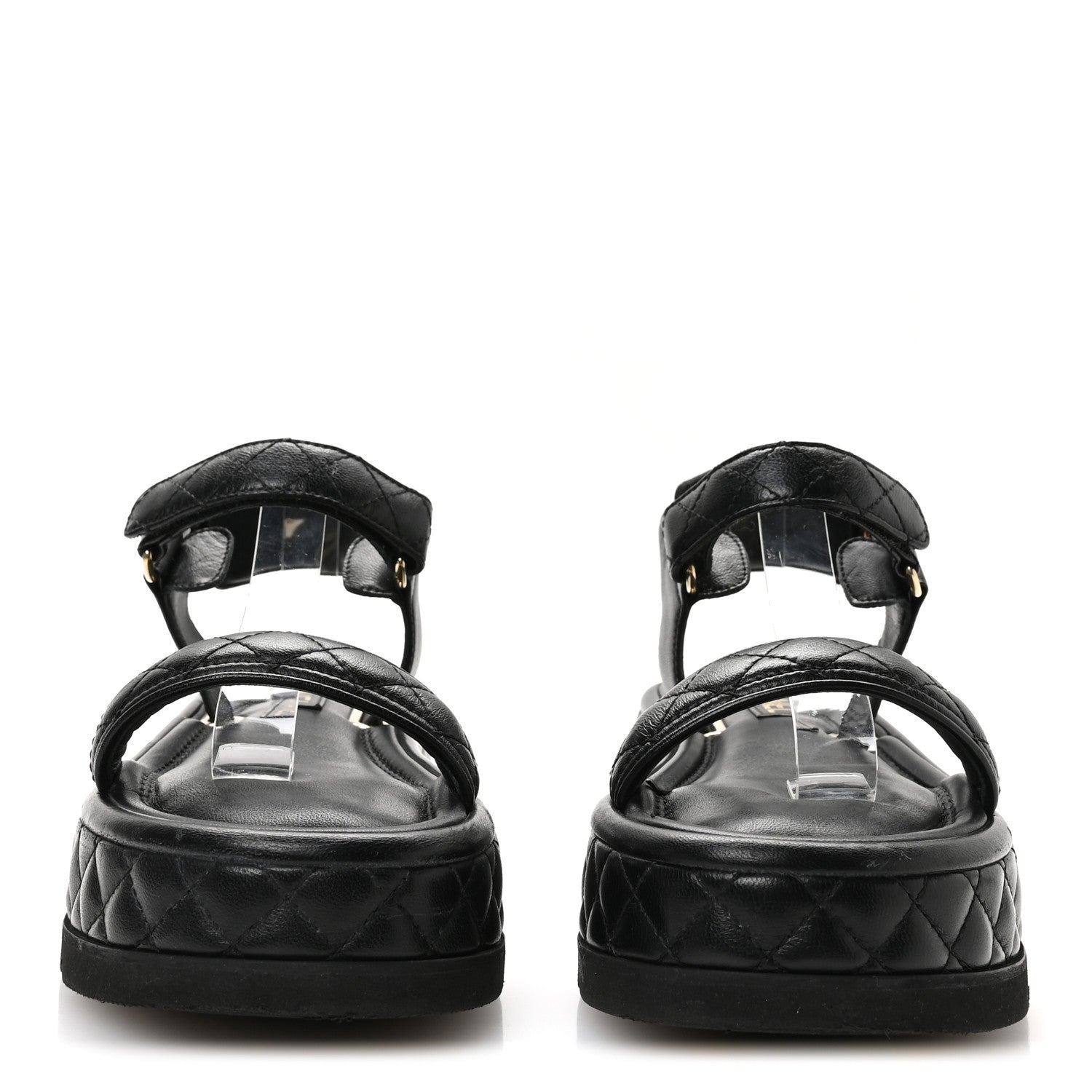 Lambskin Quilted Platform Sandals 38 Black