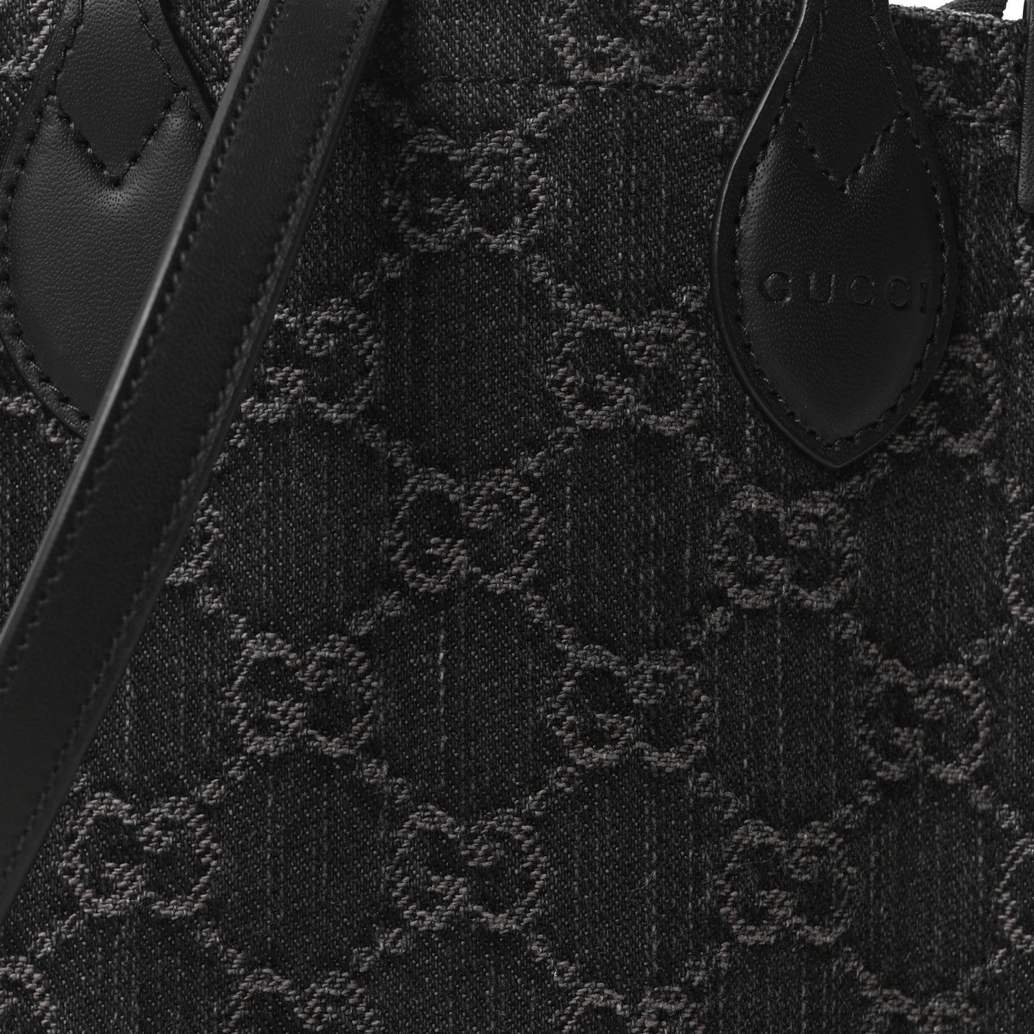 Gucci Denim GG Monogram Calfskin Mini Ophidia Tote Bag Black