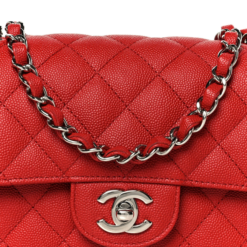 Chanel Caviar Quilted Mini Rectangular Flap Red