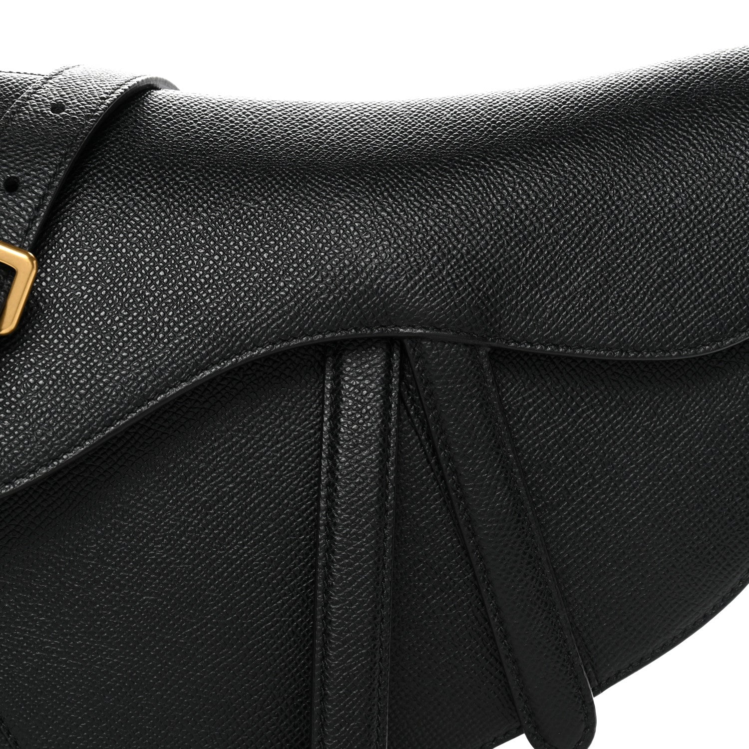 Christian Dior Grained Calfskin Saddle Bag With Strap Black