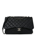 Chanel Lambskin Quilted Jumbo Chanel 3 Flap Bag Black