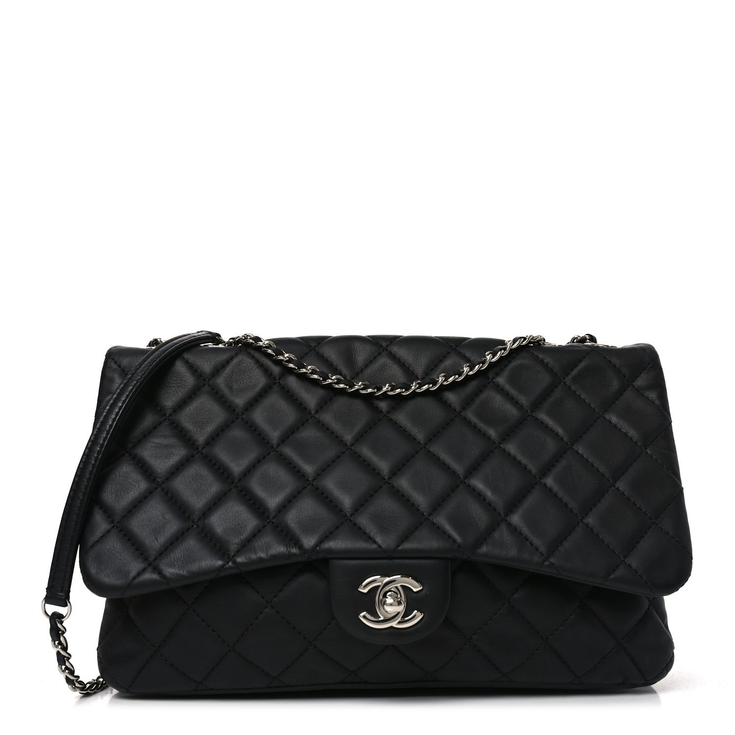 Chanel Lambskin Quilted Jumbo Chanel 3 Flap Bag Black