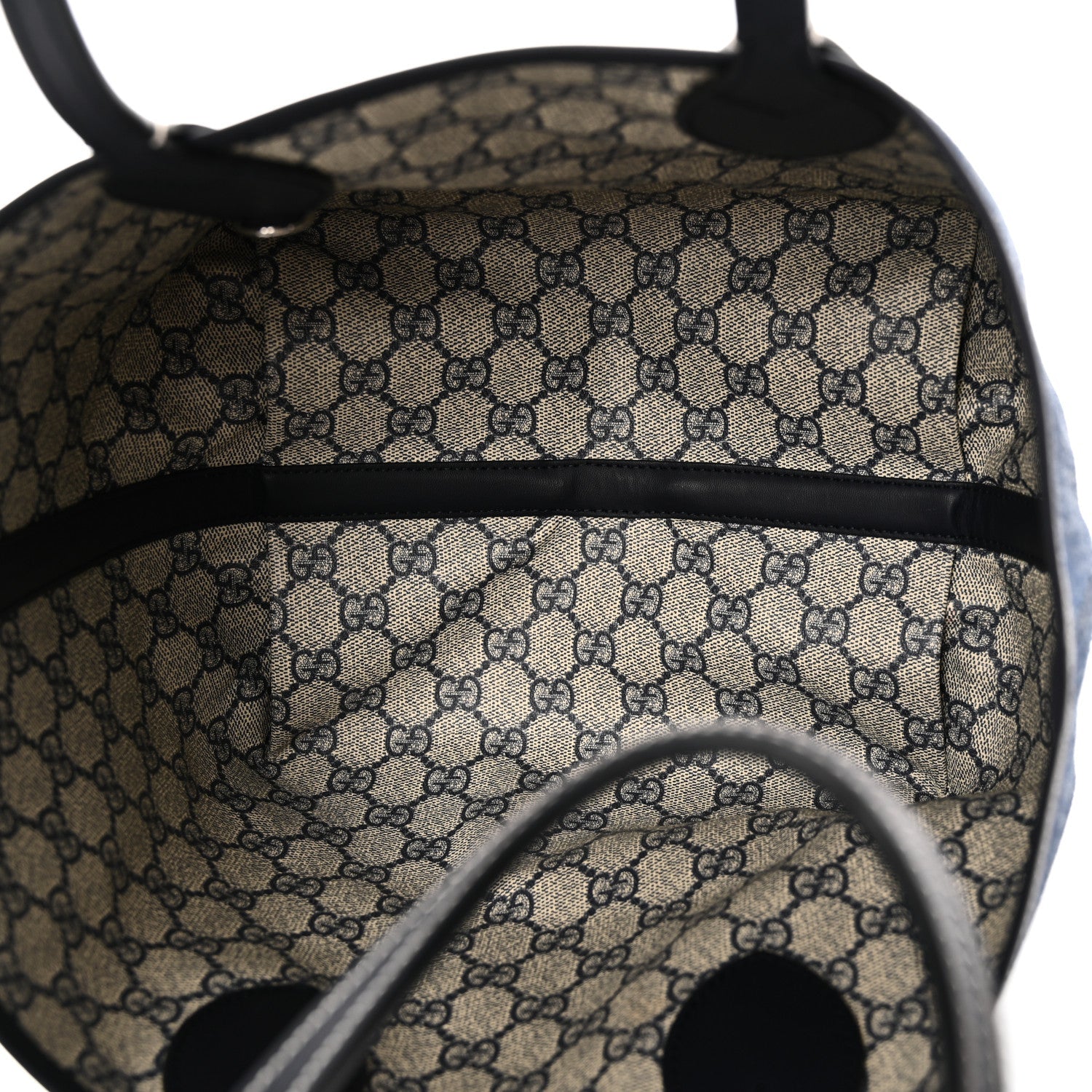 Gucci GG Supreme Monogram Denim Small Totissima Reversible Tote Beige Blue