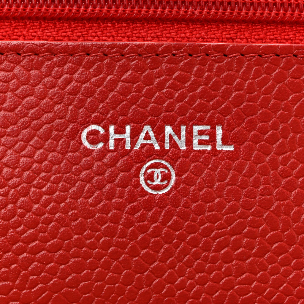 Chanel Caviar Quilted Wallet On Chain WOC Red