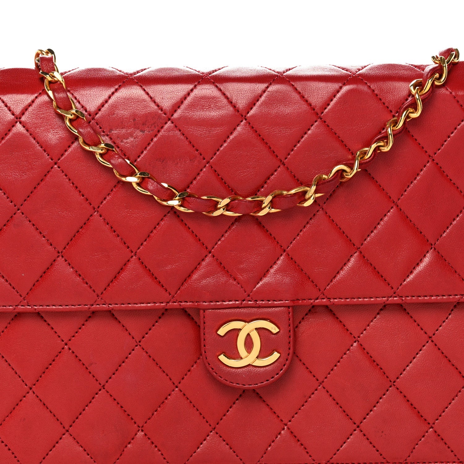 Chanel Lambskin Quilted Medium Single Flap Red