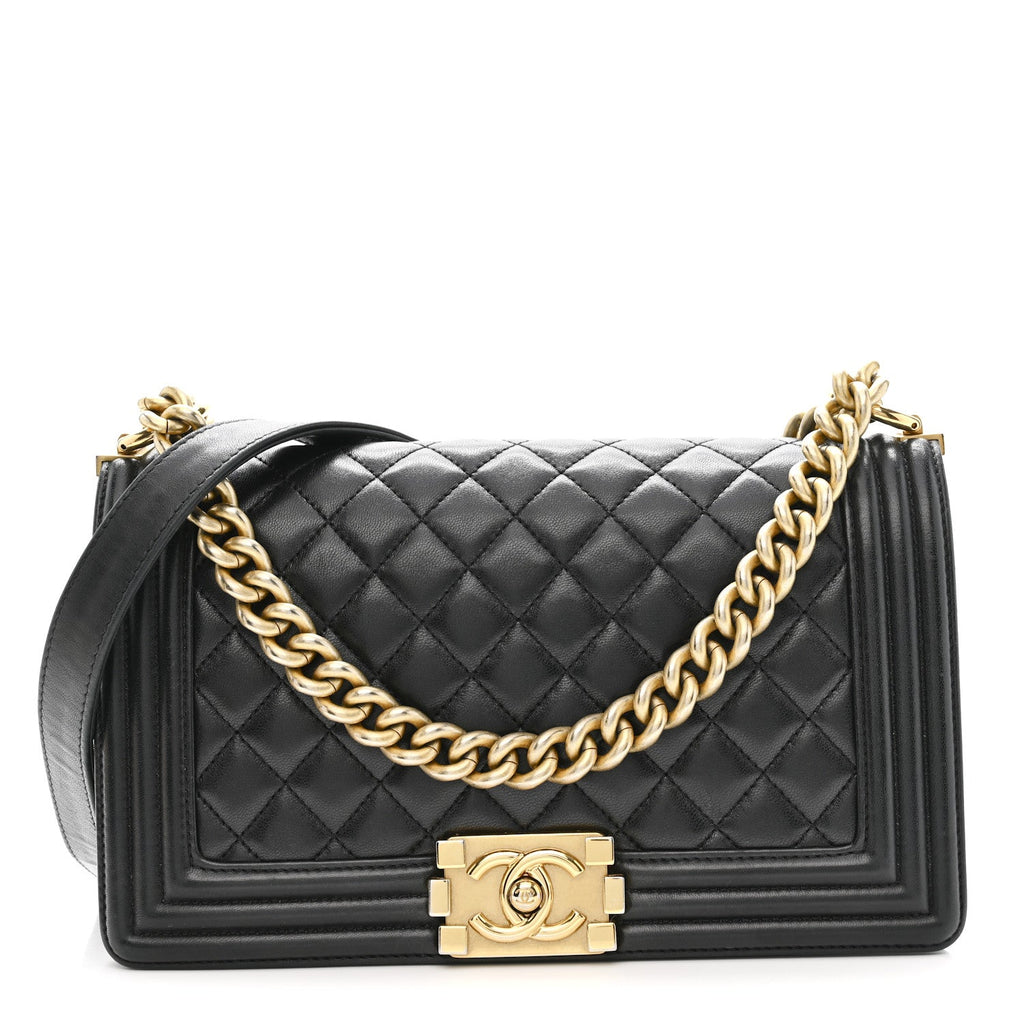 Chanel Lambskin Quilted Medium Boy Flap Black