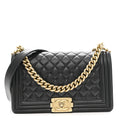 Chanel Lambskin Quilted Medium Boy Flap Black