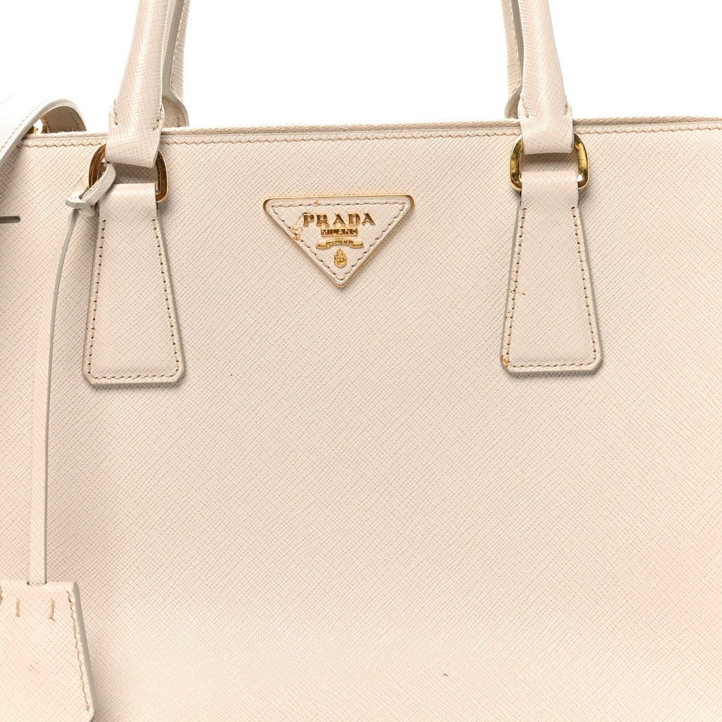 Prada Saffiano Lux Medium Galleria Double Zip Tote Talco