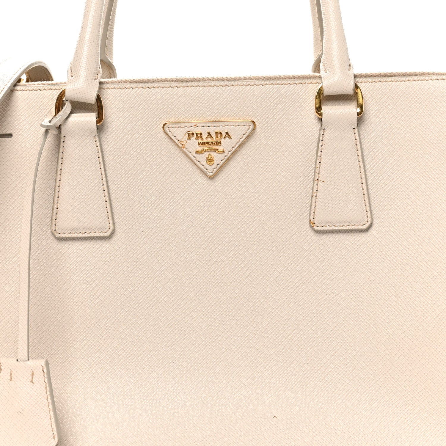 Prada Saffiano Lux Medium Galleria Double Zip Tote Talco