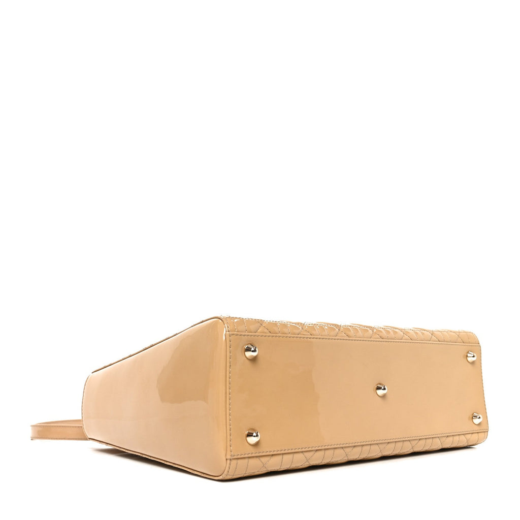 Christian Dior Patent Cannage Large Lady Dior Beige