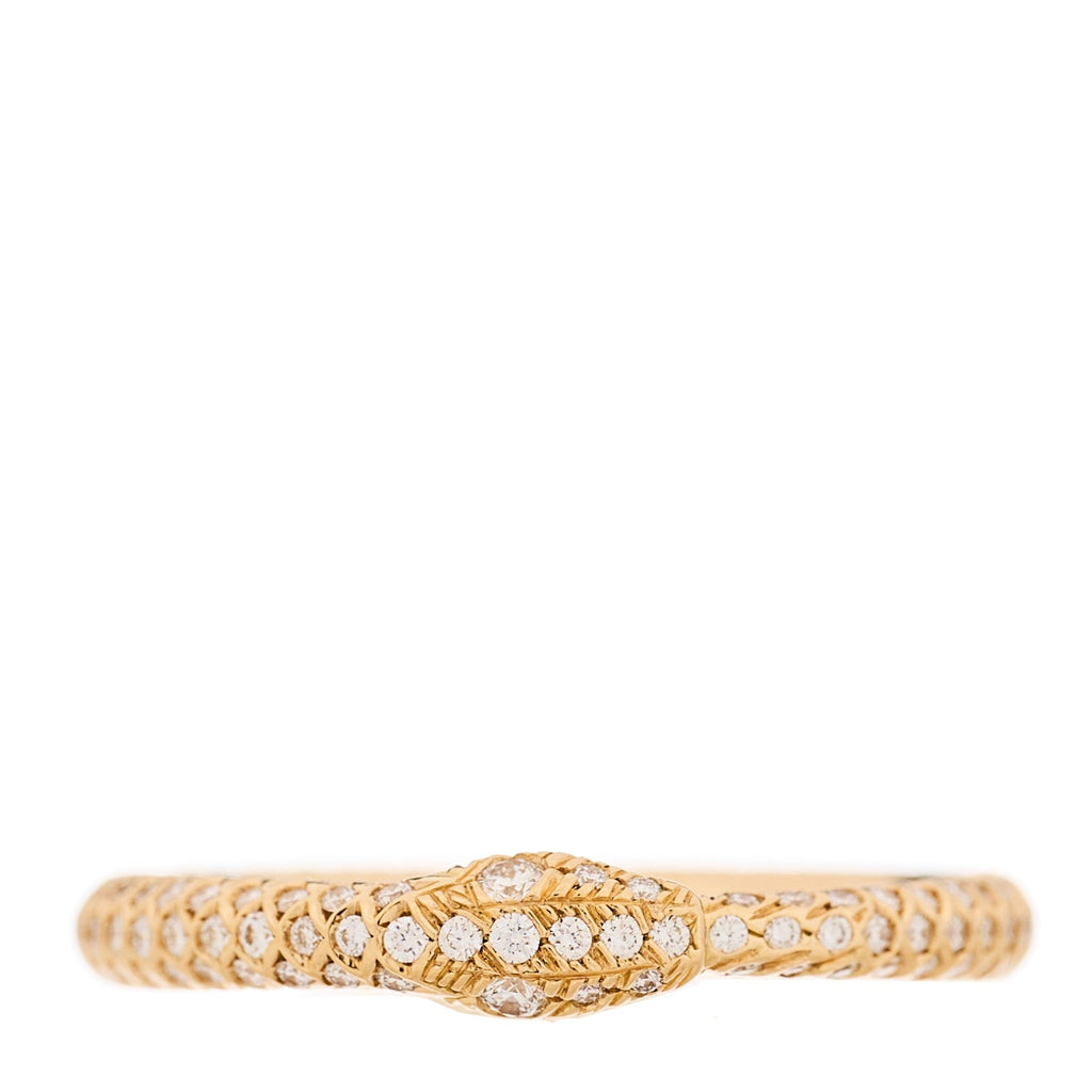 Gucci 18K Yellow Gold Diamond Ouroboros Snake Ring 48 4.5